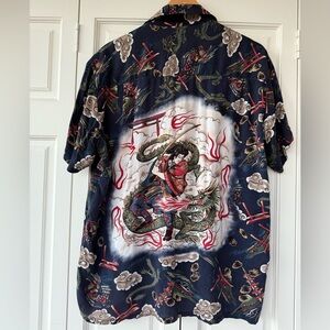 Dragon Print Casual Button Down Shirt